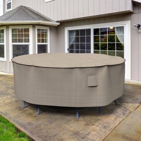 Picture of Medium Round Table and Chairs Combo Covers - Signature Tan Tweed