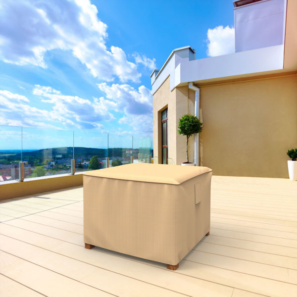 Picture of 26" Square Outdoor Side Table/Ottoman Cover - Select Tan