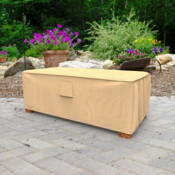 Picture of Medium Slim Outdoor Ottoman/Coffee Table Cover - Signature Tan