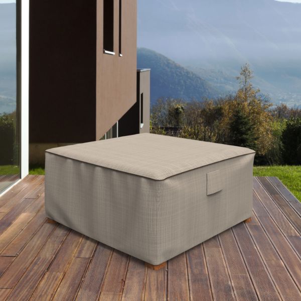 Picture of 36" Square Outdoor Side Table/Ottoman Cover - Signature Tan Tweed